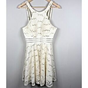 JODI KRISTOPHER SEQUINED HALTER STYLE DRESS LACE LINED IVORY GOLD‎ Juniors 13